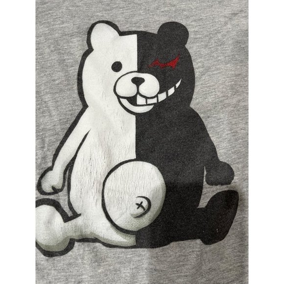 Men's For fans by fans Monokuma Bear T-Shirt Tee Printed Cotton Gray Black size - Picture 2 of 8